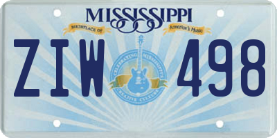 MS license plate ZIW498