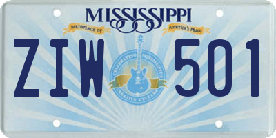 MS license plate ZIW501