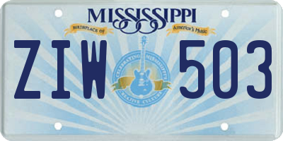MS license plate ZIW503