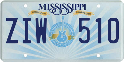 MS license plate ZIW510