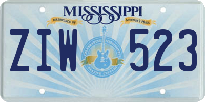 MS license plate ZIW523