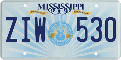 MS license plate ZIW530