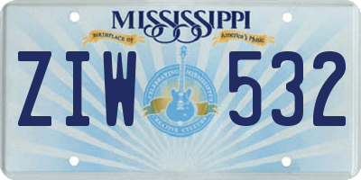 MS license plate ZIW532