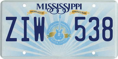 MS license plate ZIW538