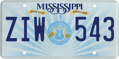 MS license plate ZIW543