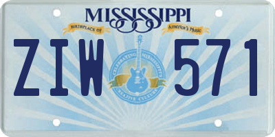 MS license plate ZIW571