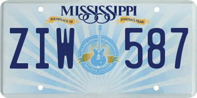 MS license plate ZIW587