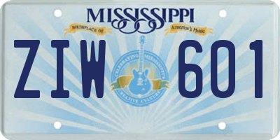 MS license plate ZIW601