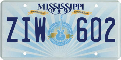MS license plate ZIW602
