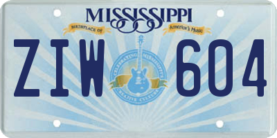 MS license plate ZIW604