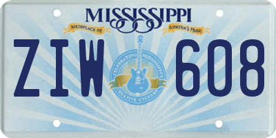 MS license plate ZIW608