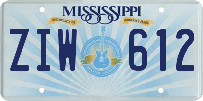 MS license plate ZIW612
