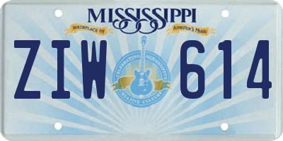 MS license plate ZIW614