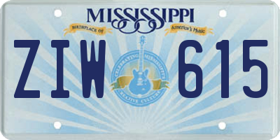 MS license plate ZIW615