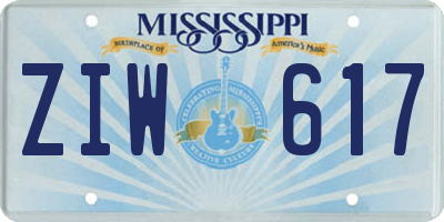 MS license plate ZIW617