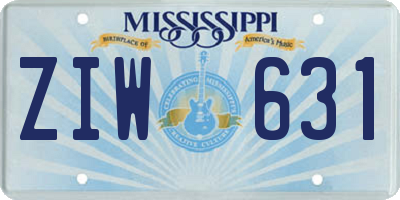 MS license plate ZIW631