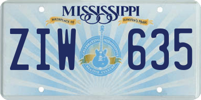 MS license plate ZIW635
