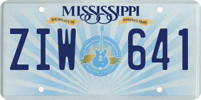 MS license plate ZIW641