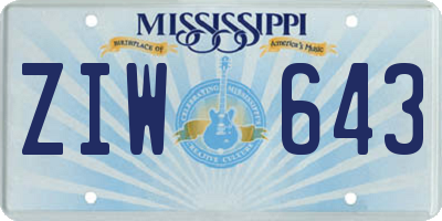 MS license plate ZIW643