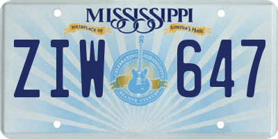 MS license plate ZIW647