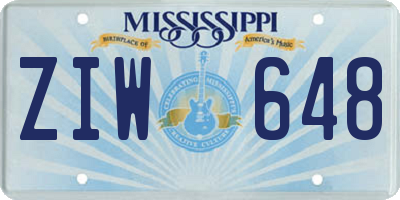 MS license plate ZIW648