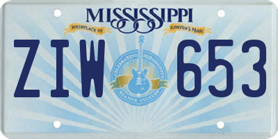 MS license plate ZIW653