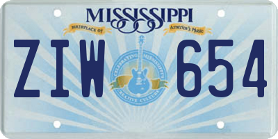 MS license plate ZIW654