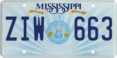 MS license plate ZIW663