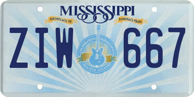 MS license plate ZIW667