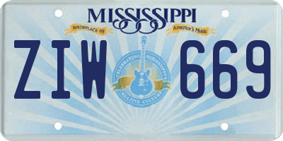 MS license plate ZIW669