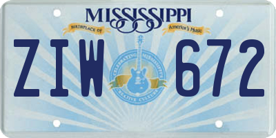 MS license plate ZIW672