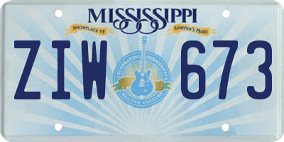 MS license plate ZIW673