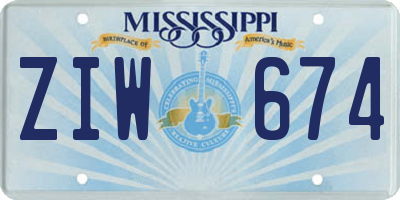 MS license plate ZIW674