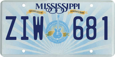 MS license plate ZIW681
