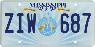 MS license plate ZIW687