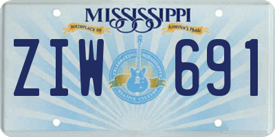 MS license plate ZIW691