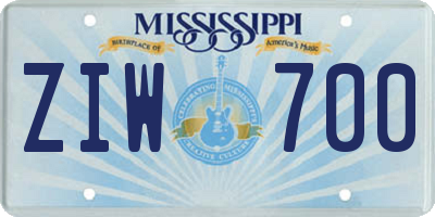 MS license plate ZIW700