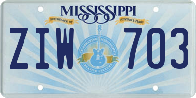 MS license plate ZIW703