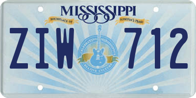 MS license plate ZIW712