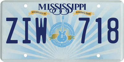 MS license plate ZIW718
