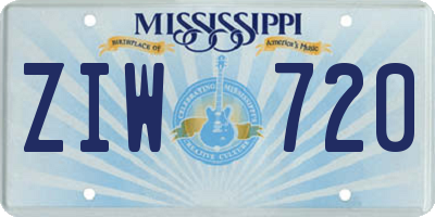 MS license plate ZIW720