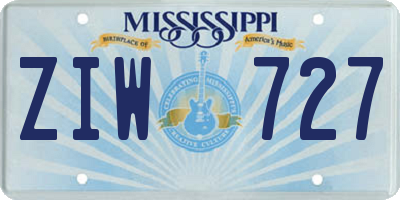 MS license plate ZIW727