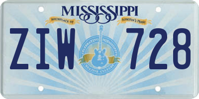 MS license plate ZIW728