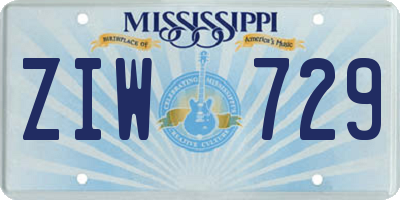 MS license plate ZIW729