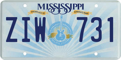 MS license plate ZIW731