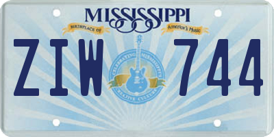 MS license plate ZIW744
