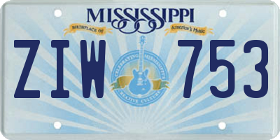 MS license plate ZIW753