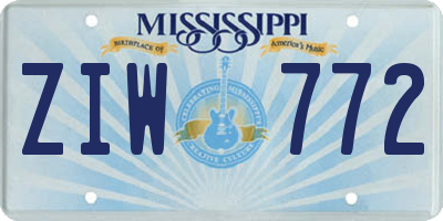 MS license plate ZIW772