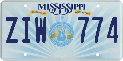 MS license plate ZIW774