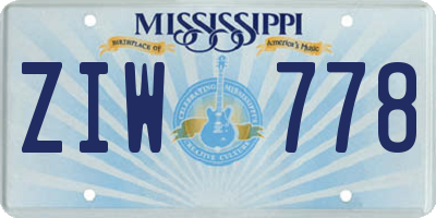 MS license plate ZIW778